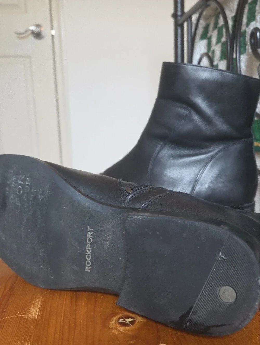 Rockport Black Leather Zip Chukka Boots